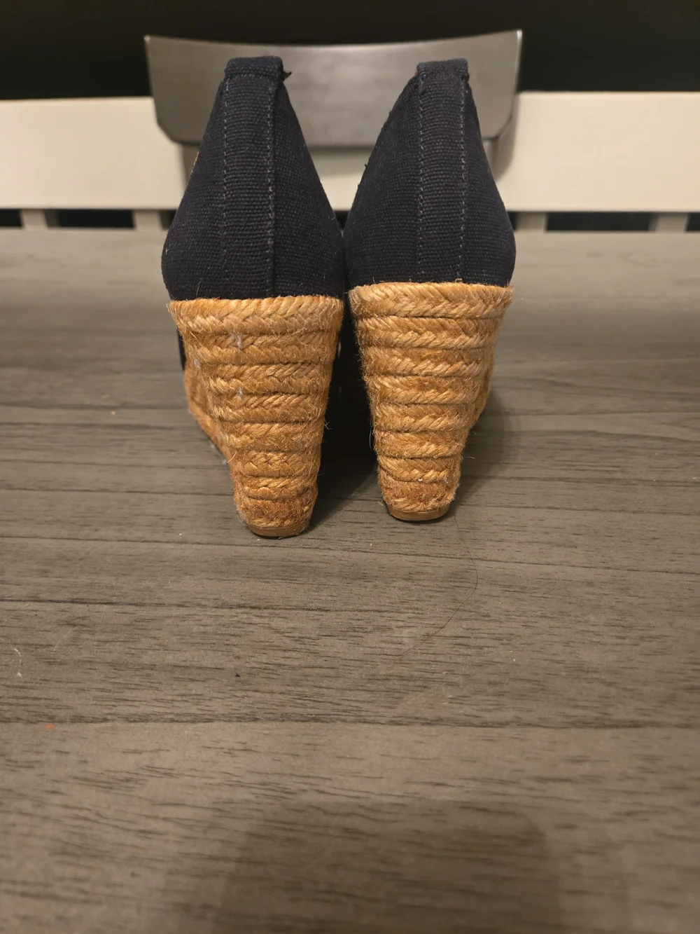 Viscata Barcelona Size 37/ 7 Marquesa Canvas Espadrille Wedge Heels Black